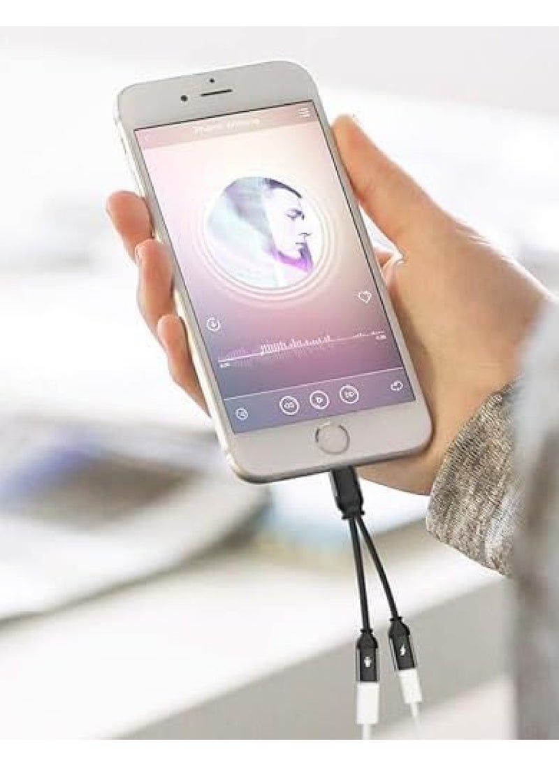 Rock Pow - iPhone Adapter Headphone Adapter for iPhone, Dual Lightning Audio and Charger Adapter Dongle Cable Splitter Compatible with iPhone 14/14 Pro Max/13/12/11/SE/X/XS/8 - Image 1