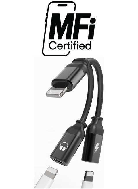 iPhone Adapter Headphone Adapter for iPhone, Dual Lightning Audio and Charger Adapter Dongle Cable Splitter Compatible with iPhone 14/14 Pro Max/13/12/11/SE/X/XS/8
