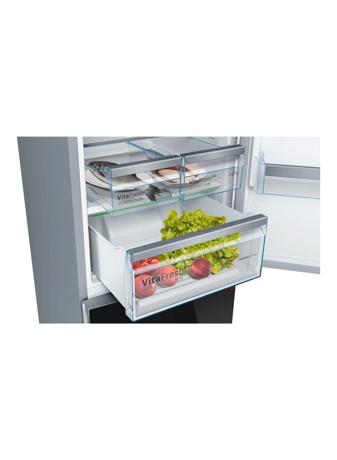 BOSCH Serie 6 Freestanding Fridge with Freezer at Bottom Glass Door 435 Litres KGN49LB30U Black - Image 3