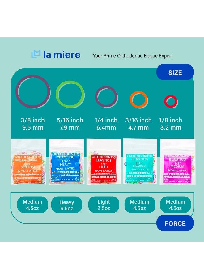 LA MIERE أشرطة مطاطية تقويم الأسنان غير اللاتكس نيون 3 عبوات 300 قطعة 3/16 بوصة - Image 4