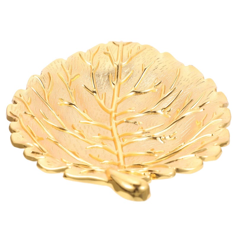 Elegant Gold Leaf Snack Tray Fruit Serving Plate Kitchen Storage Tray - Image 2