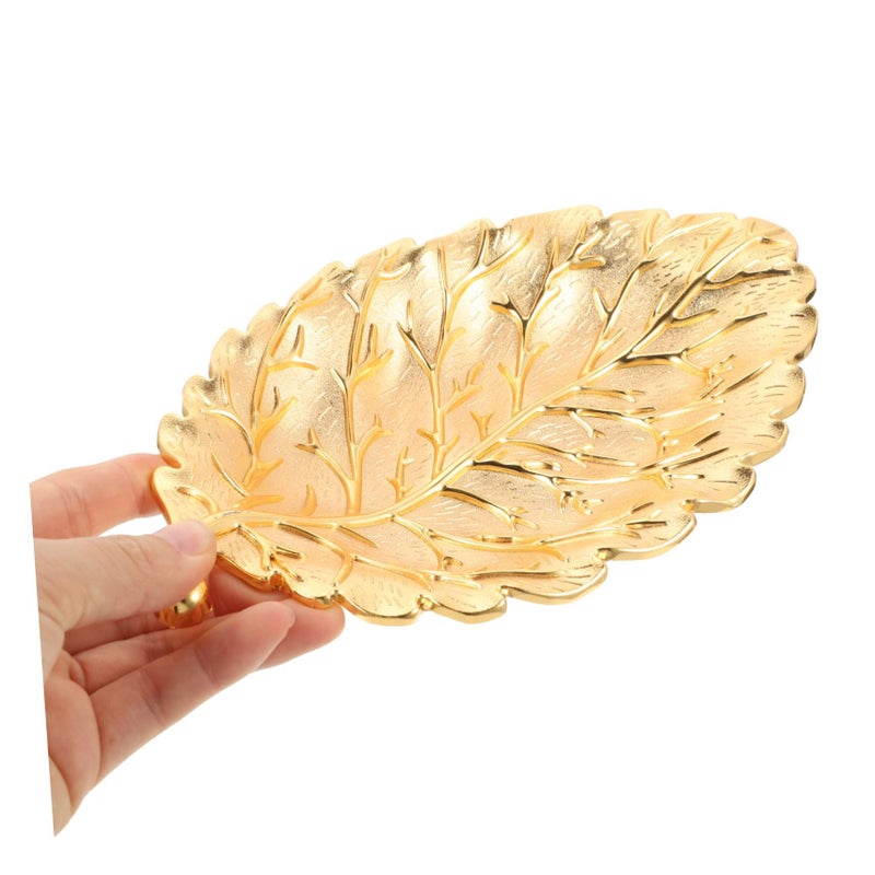 Elegant Gold Leaf Snack Tray Fruit Serving Plate Kitchen Storage Tray - Image 4