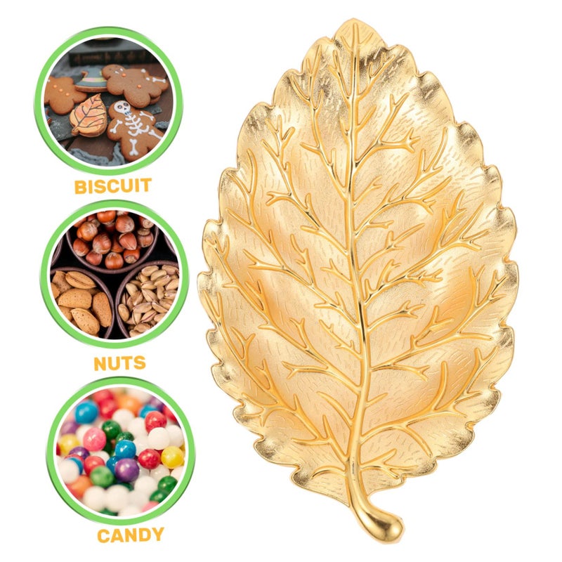 Elegant Gold Leaf Snack Tray Fruit Serving Plate Kitchen Storage Tray - Image 5