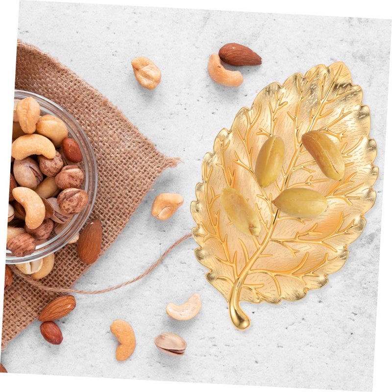Elegant Gold Leaf Snack Tray Fruit Serving Plate Kitchen Storage Tray - Image 3