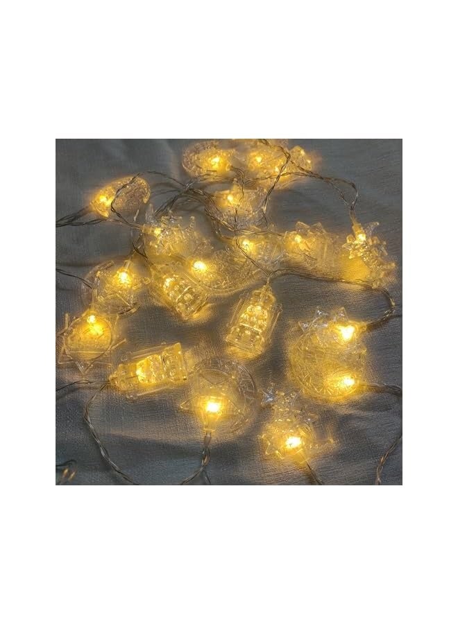 NIBEMINENT Ramadan Eid String Lights Battery Operated, 10Ft 20 LED Eid Moon Star Castle Lantern Lights with Remote Timer, Eid Al Adha Mubarak Decoration Lights for Home Bedroom Wedding Birthday Patio Decor  - Image 4