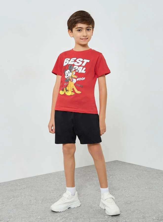 Styli Boys Red Mickey Mouse Graphic T-Shirt