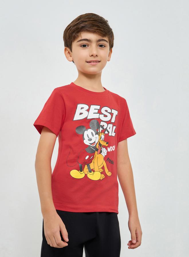 Styli Boys Red Mickey Mouse Graphic T-Shirt - Image 1