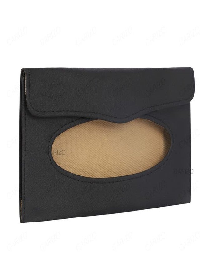 CARIZO Sun Visor Car Tissue Holder, Car Mask Holder, Premium Black Leather Car Mask Dispenser, Sun Visor Napkin Holder Compatible with Ford Ikon (2008-2010) - Image 3