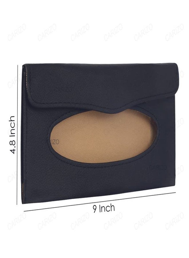 CARIZO Sun Visor Car Tissue Holder, Car Mask Holder, Premium Black Leather Car Mask Dispenser, Sun Visor Napkin Holder Compatible with Ford Ikon (2008-2010) - Image 4