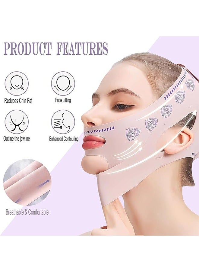 Loquat Reusable V Shape Face Lift Strap, Beauty Face Sculpting Sleep Mask, Relieve Sagging Skin, Reduce Pwelling and Firm Skin, Face Lift Belt for Men and Women - Pink - Image 4