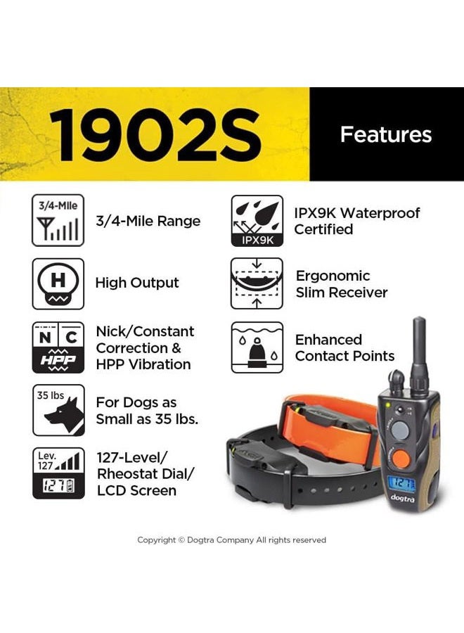 Dogtra 1902S Ergonomic 3/4-Mile IPX9K Waterproof High-Output 2-Dog Remote Dog Training E-Collar - Image 4