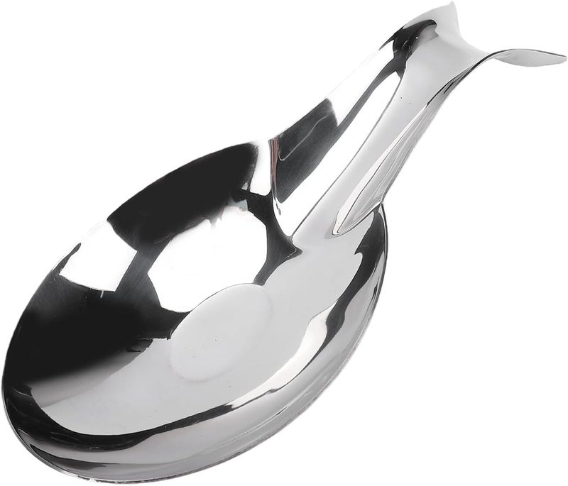SUNGOOYUE Spoon Rest Stainless Steel Spoon Place Tray, Fish Shaped Rest Table Accessory For Kitchen Counter Stovetop Use Serving Platter Appetizers Fruits Nan - Image 1