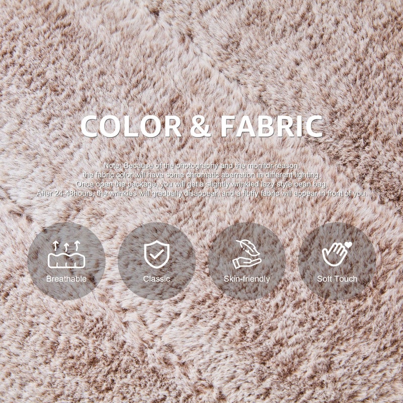 Hobestluk Bean Bag Chairs for Adults Giant Bean Bag Chair Memory Foam BeanBag Chair Bean Bag Sofa with Filler Faux Fur Fireside Beanbags Lazy Sofa for Living Room Bedroom Office (Brown Plush, Single) - Image 4