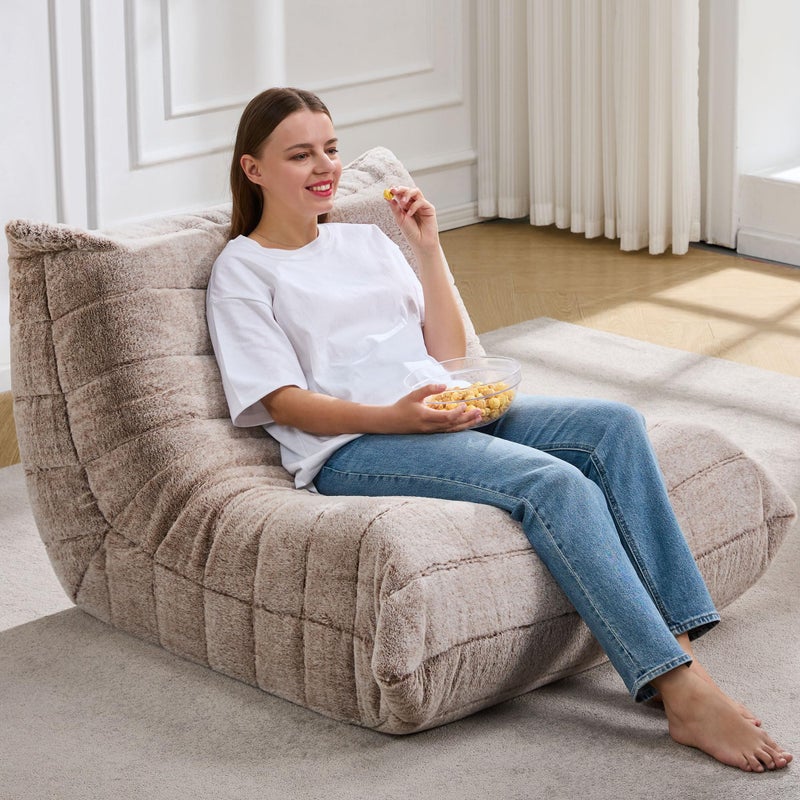 Hobestluk Bean Bag Chairs for Adults Giant Bean Bag Chair Memory Foam BeanBag Chair Bean Bag Sofa with Filler Faux Fur Fireside Beanbags Lazy Sofa for Living Room Bedroom Office (Brown Plush, Single) - Image 3