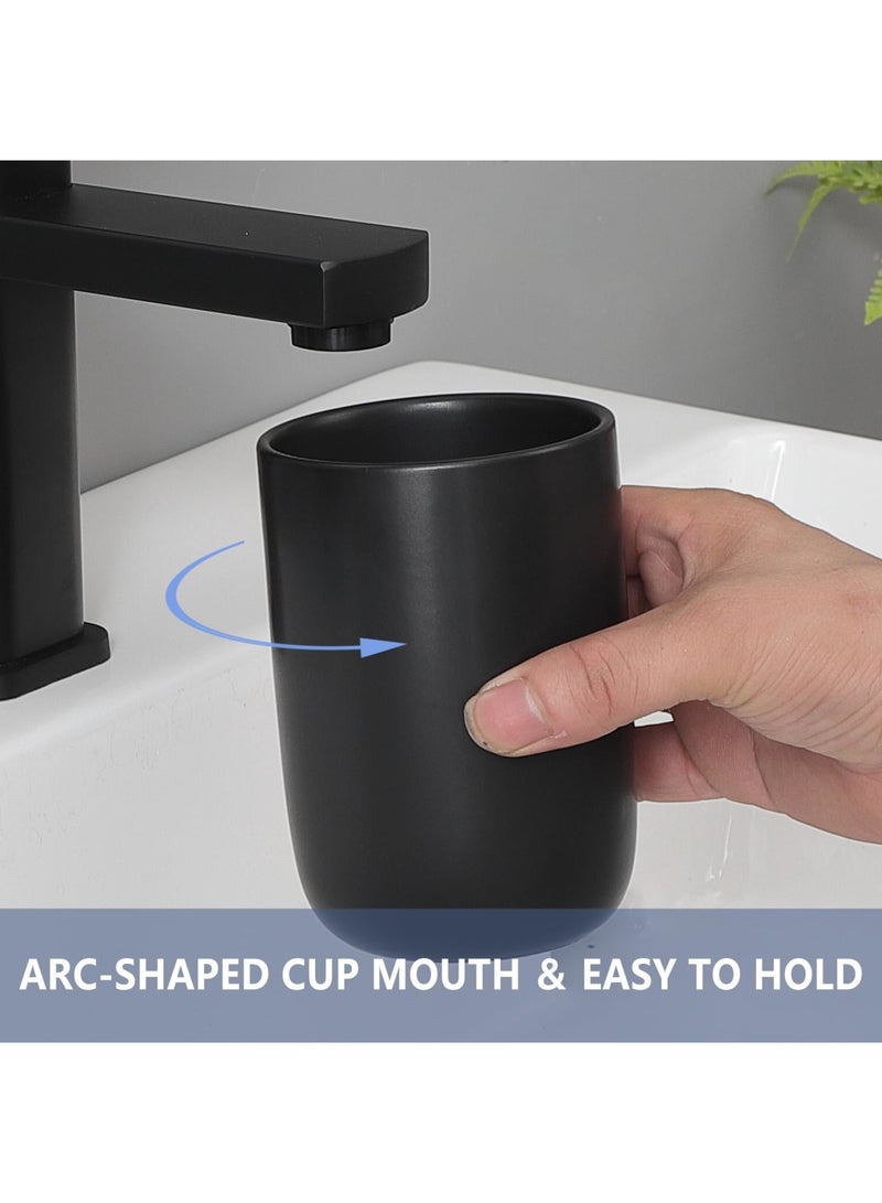 SYOSI Toothbrush Holder for Bathroom - 1 Ceramic Toothbrush Cup, Reusable Toothpaste and Mouthwash Holder, Bathroom Countertop Organizer, Space Saving, Stylish Design for Daily Use (Matte Black) - Image 4
