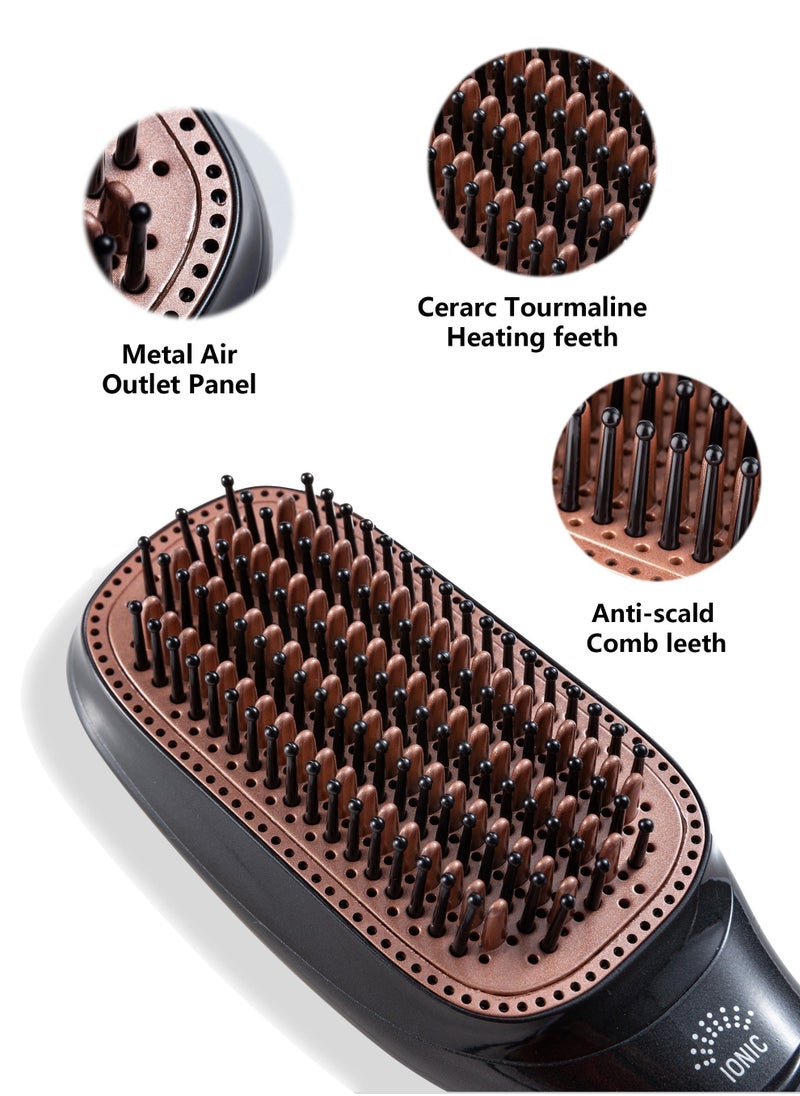 DOSCHER - 1200 Watt Hair Dryer Brush Ceramic Dryer And Styler 2 In 1 Professional Black/Beige - Image 1