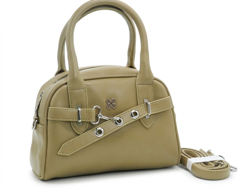 Fourteen Women's Faux Leather Satchel Bag - Khaki - Image 3