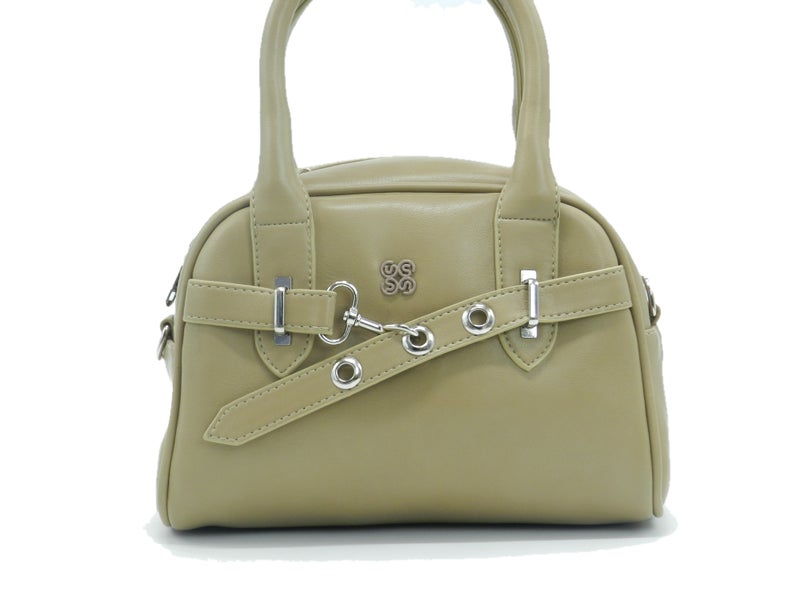 Fourteen Women's Faux Leather Satchel Bag - Khaki - Image 1