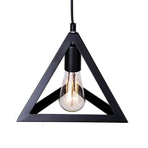 GreyWings Modern Triangle Hanging Pendant Light for Ceiling, Black Metal, Antique Décor, E-27 Holder, (Bulb is not Included) Pack of 2 - Image 5
