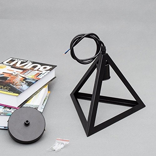 GreyWings Modern Triangle Hanging Pendant Light for Ceiling, Black Metal, Antique Décor, E-27 Holder, (Bulb is not Included) Pack of 2 - Image 4