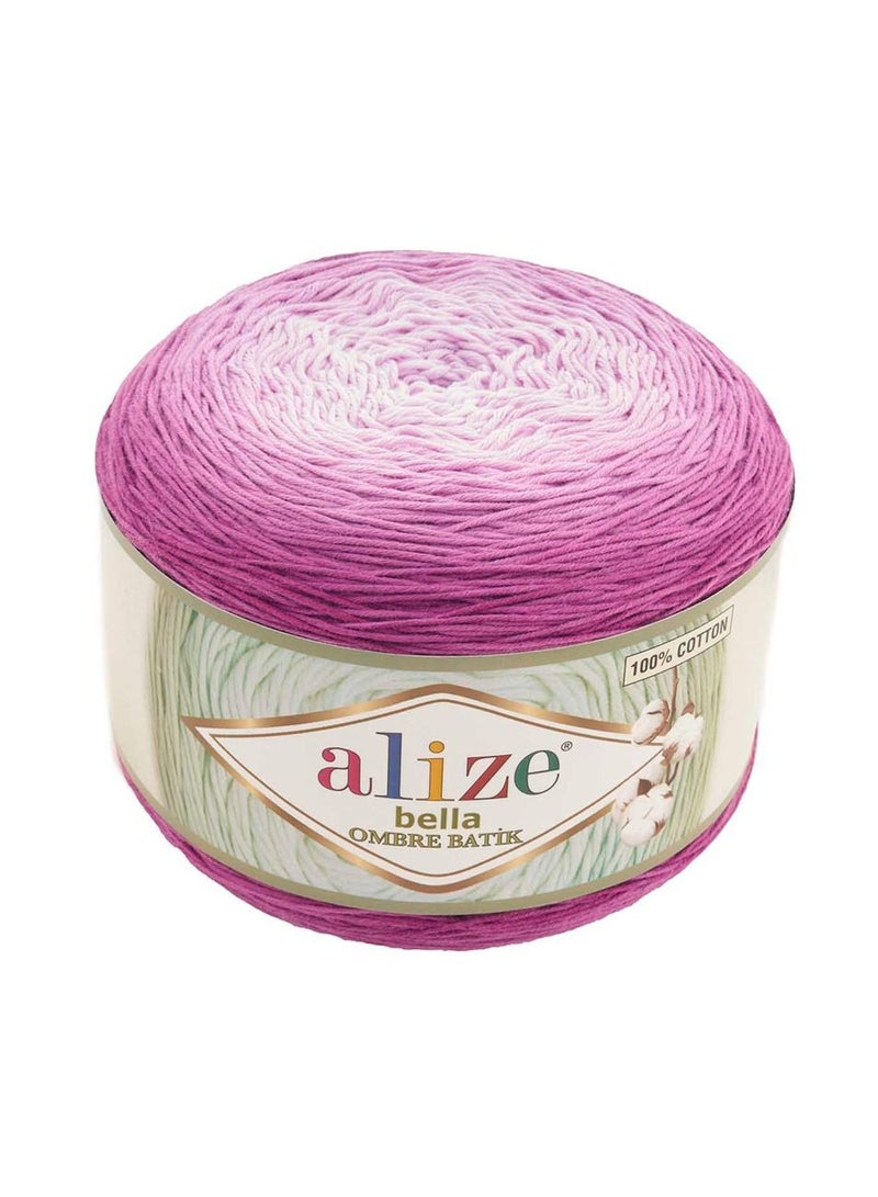 أليز اليز خيوط غزل قطنية 100% اومبري باتيك بكرة كبيرة 250 غرام 900 متر