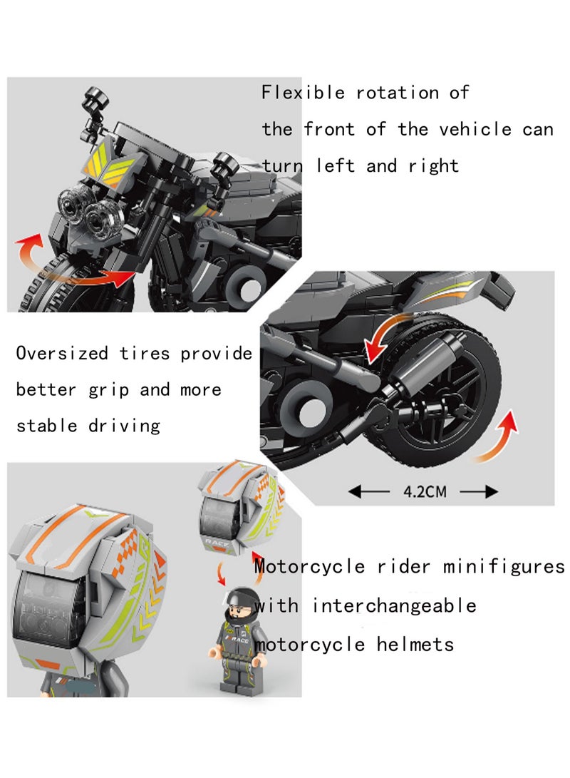 Loquat Sci-Fi Silver Motorcycle Model Set Building Blocks Creative Diy Simulation Collection Building Assembling Toys Children Adult Home Decoration - Image 3