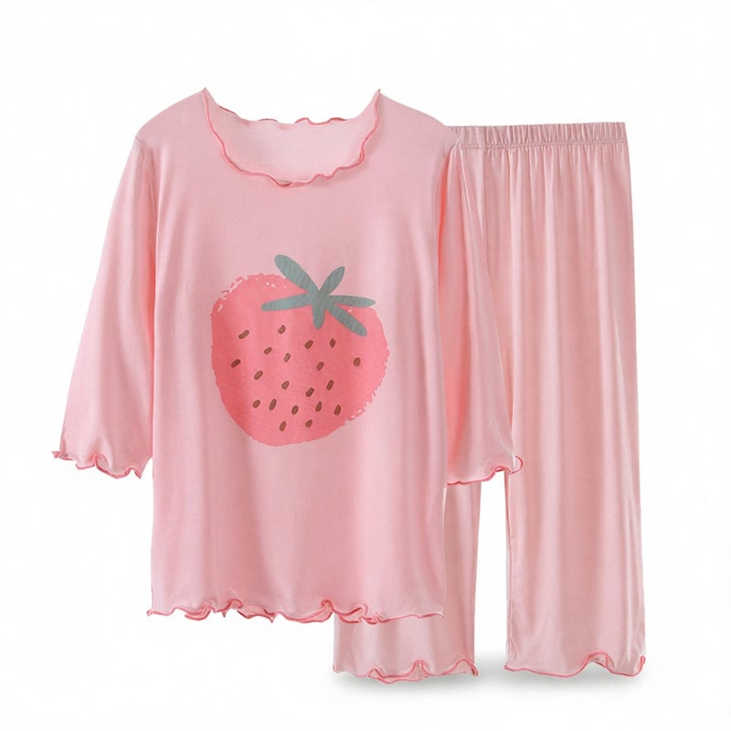 Kids Pajama Set Short Sleeve Shorts Summer Modal Cotton Sleepwear - Image 5