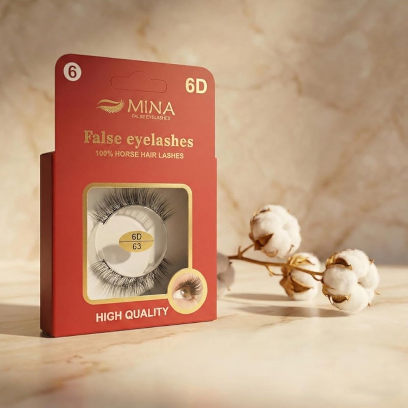 6D False Eyelashes Kit - 100% Natural Horsehair Lashes for Super Volume - Reusable Soft Eyelashes for Events and Evening