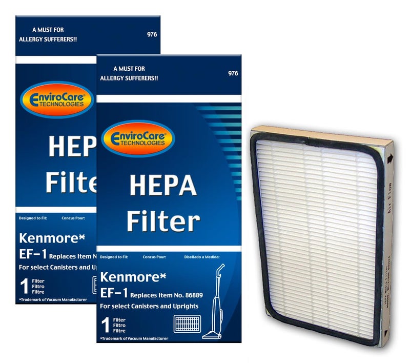 EnviroCare Replacement HEPA Vacuum Cleaner Filters Designed to fit Kenmore Vacuums Using The EF1 Filters 2 Filters