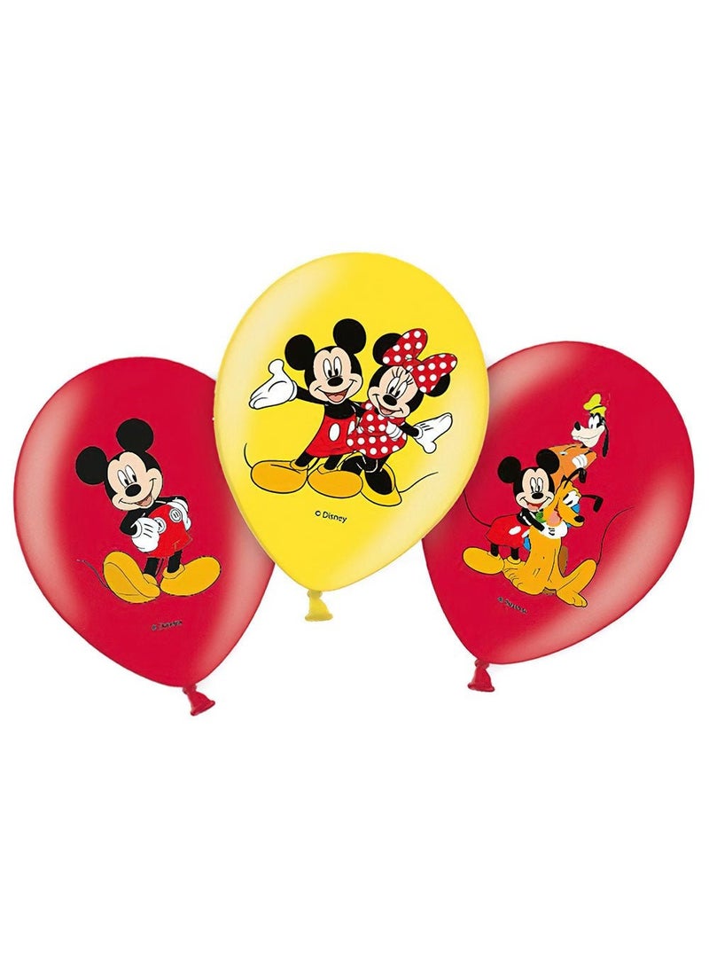 بالونات ميكي ماوس وأصدقائه من اللاتكس باللونين الأصفر والأحمر، 27.5 سم، عبوة من 6 قطع