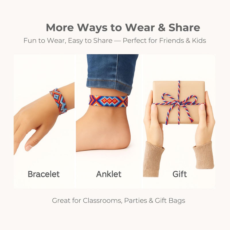 Tangser Woven Friendship Bracelets Pack of 12, Handmade Adjustable Bracelets with Sliding Knot Closure for Kids, Girls, Teens & Women, Colorful Bulk Set - Image 5