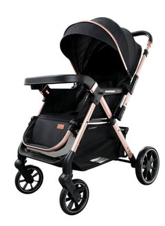 Riolio Two-Way Baby Stroller | Excellent Shock Absorber | Front and Parent Facing | Large Canopy and Seat | 5-Point Harness | Cup Holder | Large Basket | Quick Folding | 0-36 Months |Grey  - Image 2