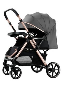 Riolio Two-Way Baby Stroller | Excellent Shock Absorber | Front and Parent Facing | Large Canopy and Seat | 5-Point Harness | Cup Holder | Large Basket | Quick Folding | 0-36 Months |Grey  - Image 1
