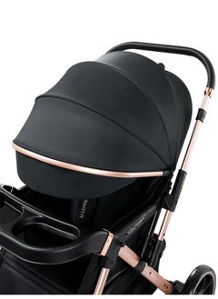 Riolio Two-Way Baby Stroller | Excellent Shock Absorber | Front and Parent Facing | Large Canopy and Seat | 5-Point Harness | Cup Holder | Large Basket | Quick Folding | 0-36 Months |Grey  - Image 4