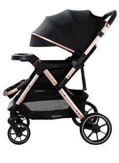 Riolio Two-Way Baby Stroller | Excellent Shock Absorber | Front and Parent Facing | Large Canopy and Seat | 5-Point Harness | Cup Holder | Large Basket | Quick Folding | 0-36 Months |Grey  - Image 3
