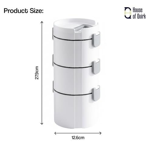 House of Quirk 3-Layer 304 Stainless Steel Lunch Box | Large Capacity Leak-Proof Food Storage Container for Office, School & Travel (White) - Image 4
