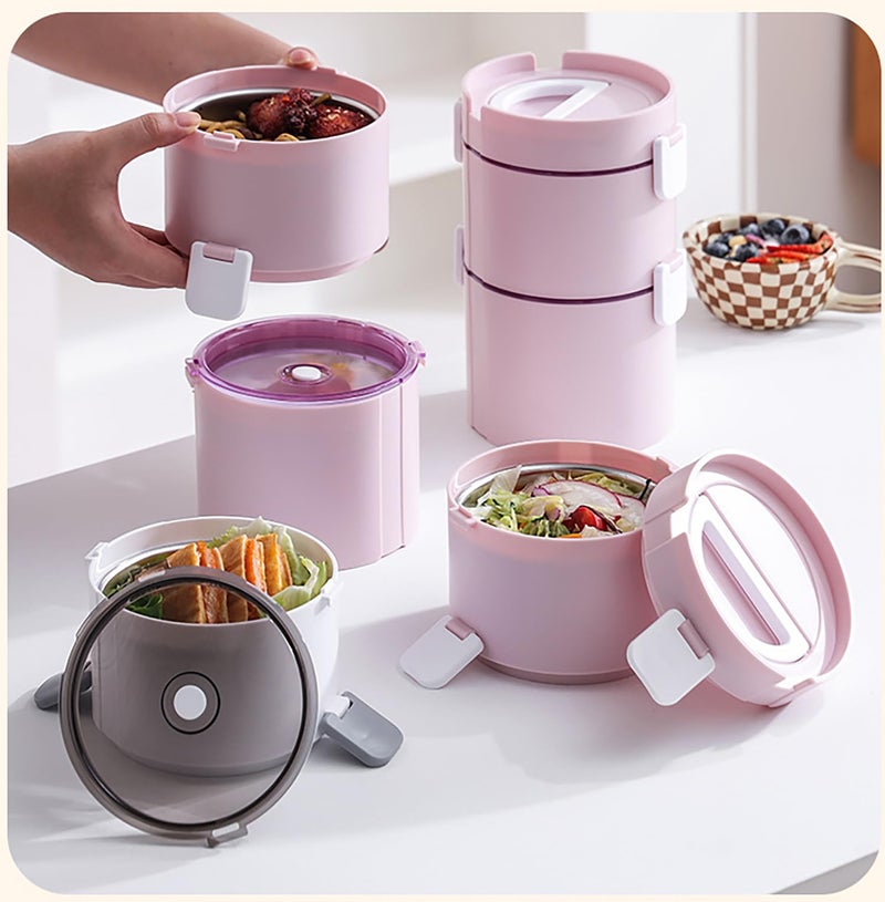House of Quirk 3-Layer 304 Stainless Steel Lunch Box | Large Capacity Leak-Proof Food Storage Container for Office, School & Travel (White) - Image 3