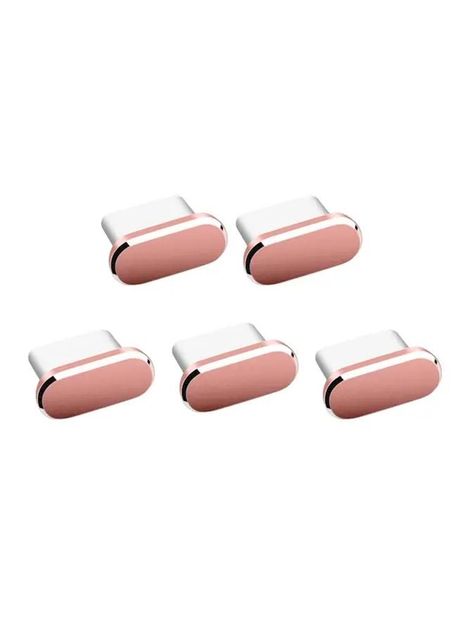 5pcs Rose Golden Metal Type C Charging Port Dust Plug Protector Universal Dustproof Cover - Image 1