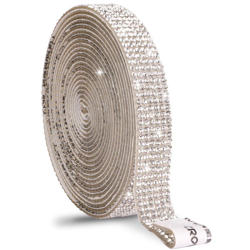 Self Adhesive Crystal Ribbon Rhinestone Diamond Bling Stickers for Gift Wrapping DIY Arts Crafts Projects Decor Wedding Party Supplies Silver 12 inches X 3 Yards
