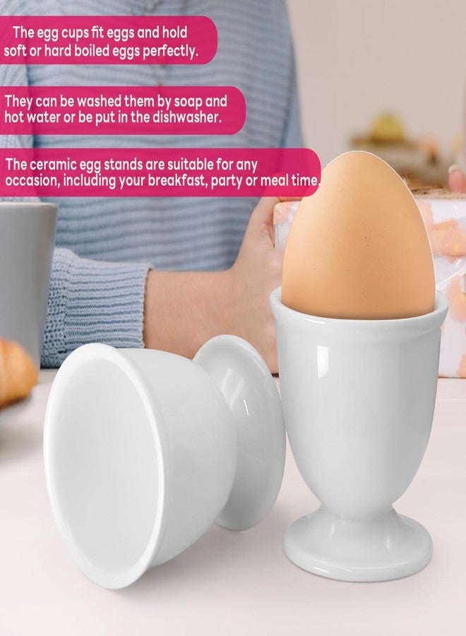 vibedor 2 Pcs Ceramic Egg Stand Holders, Porcelain Egg Holders White Egg Cups for Soft Boiled Eggs in Kitchen, Restaurant for Breakfast and Party Dinning - Image 5