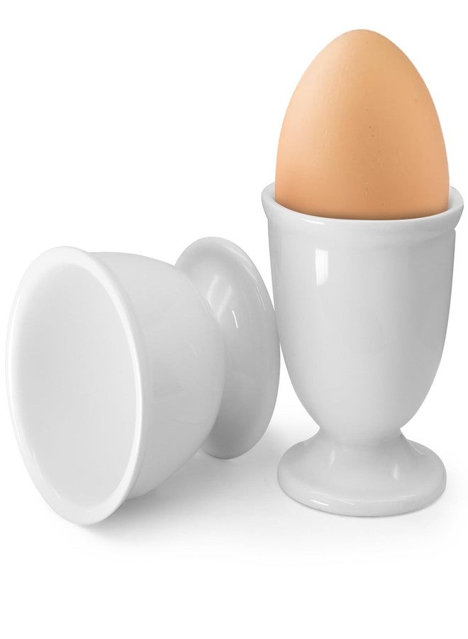 vibedor 2 Pcs Ceramic Egg Stand Holders, Porcelain Egg Holders White Egg Cups for Soft Boiled Eggs in Kitchen, Restaurant for Breakfast and Party Dinning - Image 1