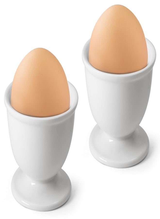vibedor 2 Pcs Ceramic Egg Stand Holders, Porcelain Egg Holders White Egg Cups for Soft Boiled Eggs in Kitchen, Restaurant for Breakfast and Party Dinning - Image 2
