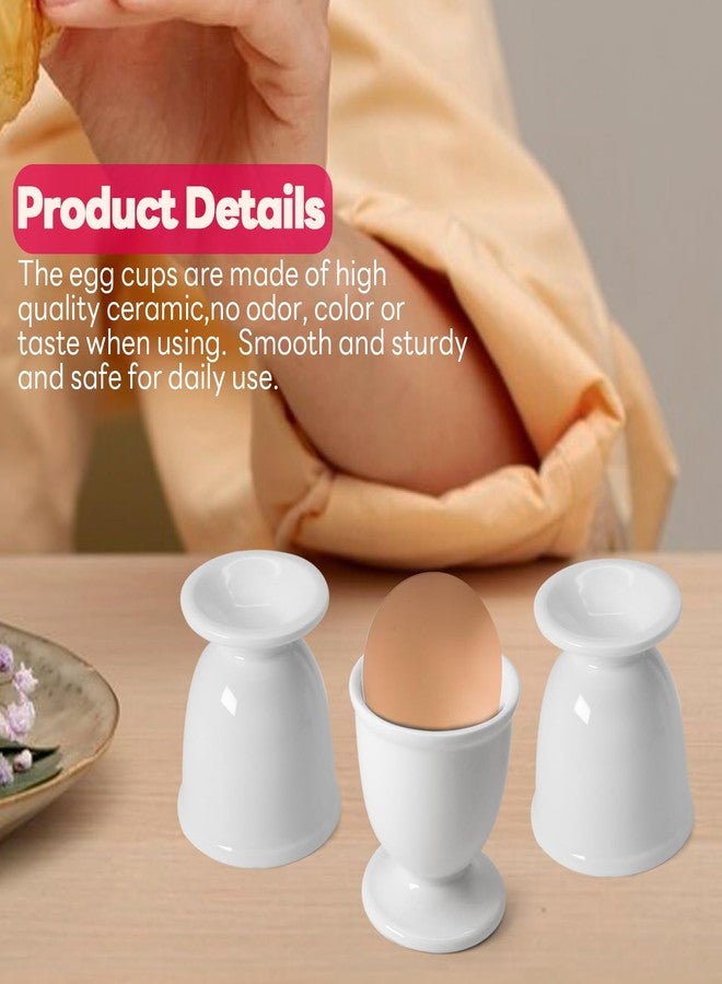 vibedor 2 Pcs Ceramic Egg Stand Holders, Porcelain Egg Holders White Egg Cups for Soft Boiled Eggs in Kitchen, Restaurant for Breakfast and Party Dinning - Image 4