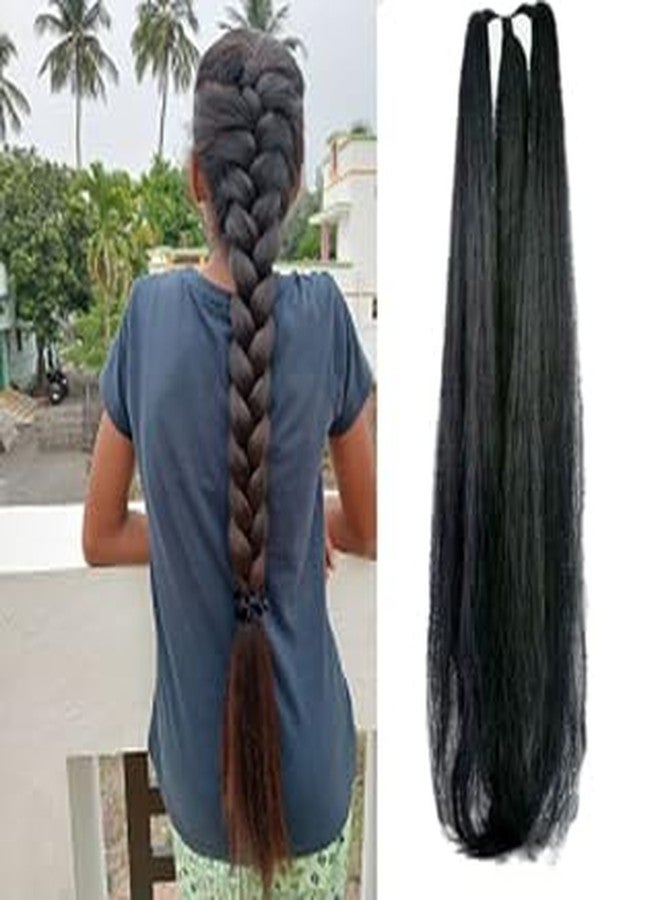 GIRISA Straight Black Braiding Hair Extensions, 24inch Length, Synthetic Fibre - Image 1