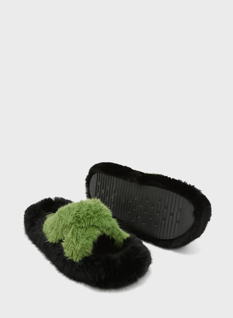 جينجر Colorblock Crossover Bedroom Slipper