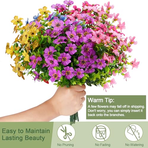 DOMMARE 12 Bundles Artificial Flowers for Outdoors Fake Faux Plant, Uv Resistant Silk Flowers Daisies Decoration for Vase Indoors Gardens Wedding Window Boxes Summer Home Grave Decor, Mixed - Image 5