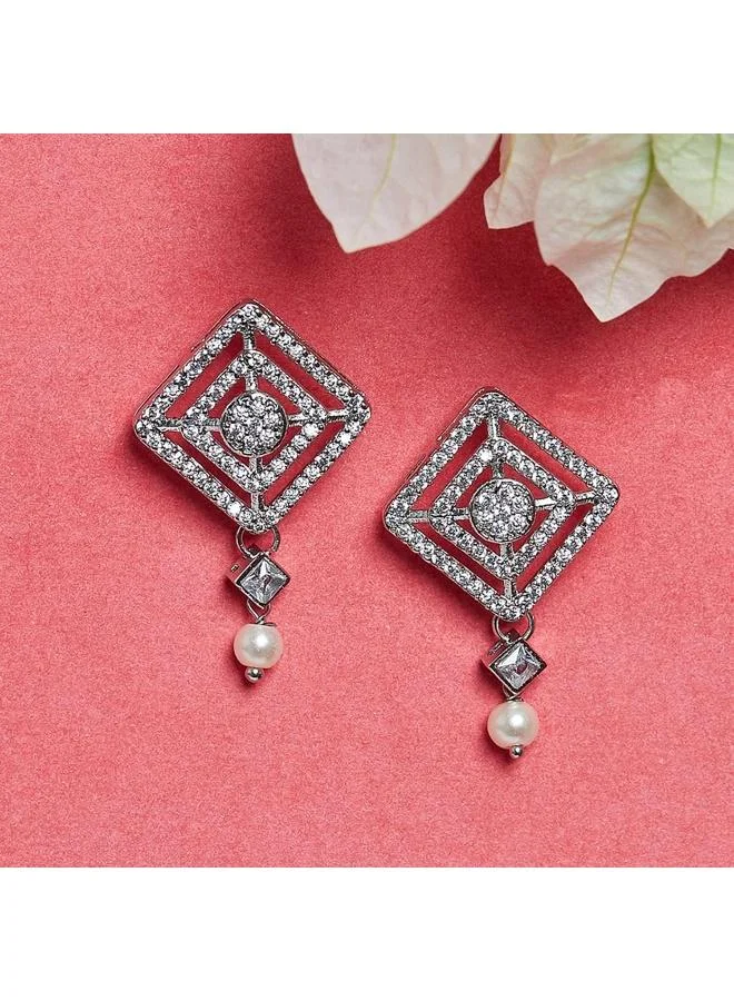 فويلا VOYLLA pearlyyy Whites Designer Earrings, Brass with No Gemstone