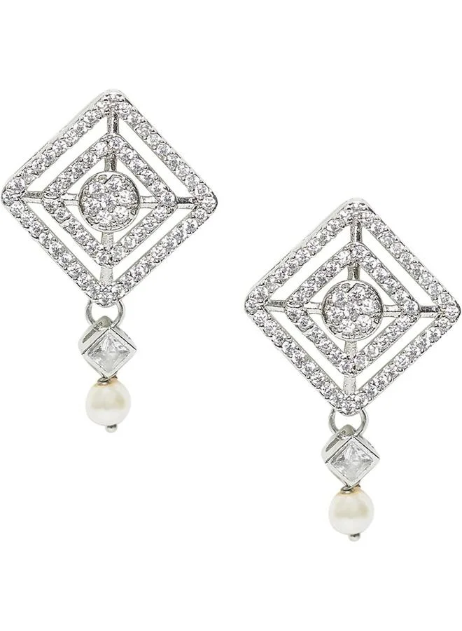 فويلا VOYLLA pearlyyy Whites Designer Earrings, Brass with No Gemstone