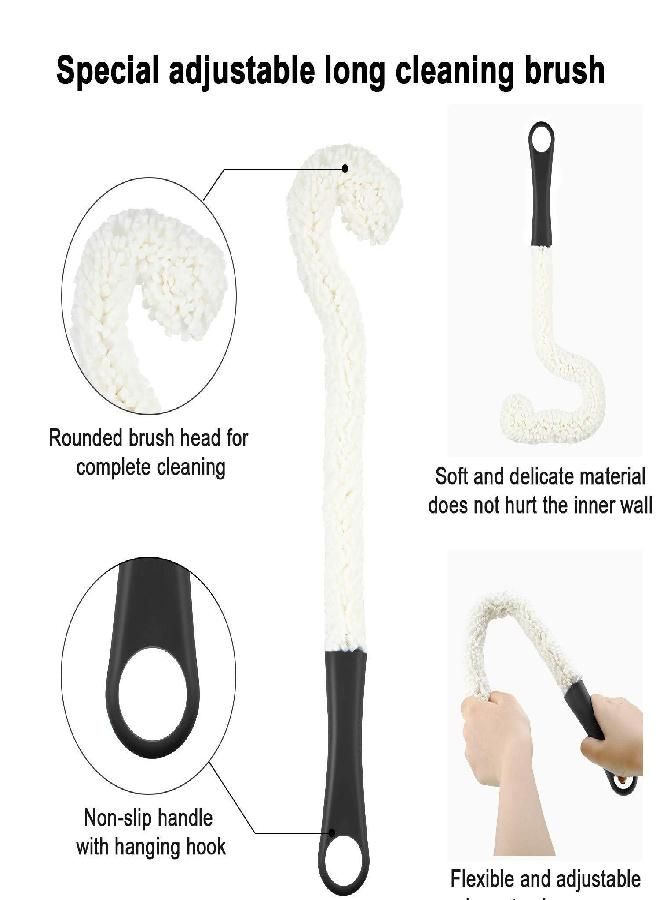 BOAO 3 Pieces Wine Decanter Cleaning Brush Flexible Bottle Scourer with Stainless Steel Decanter Cleaning Balls Multi-Function Household Cleaning Tools for Goblets/Champagne Flutes/Cups/Glasses (Black) - Image 4
