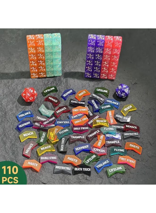 110 قطعة من مجموعة نرد العدّ لمتعة السحر - مجموعة نرد ملون مع عدادات الكلمات الرئيسية للعبة ماجيك ذا غاثرين - Image 1